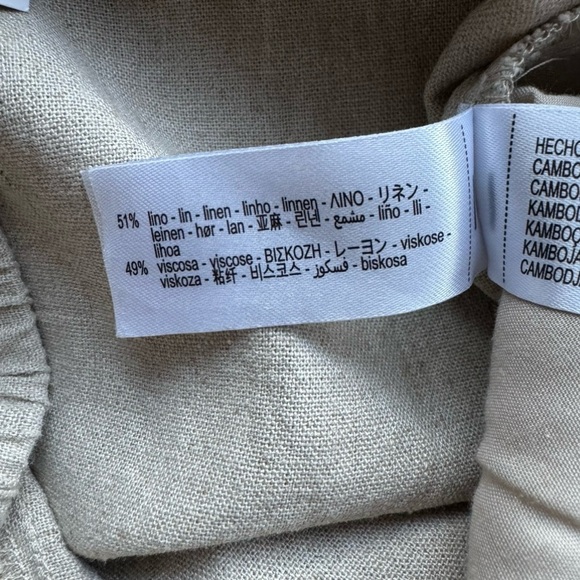 Zara Linen Viscose Wide Leg Pull On Pants Coastal Minimalist Sand Sz Small NWOT - Picture 8 of 12
